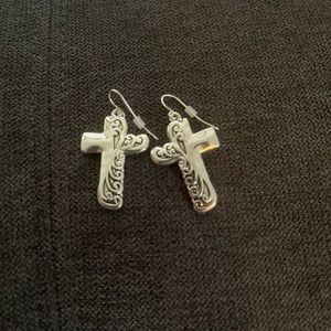 Stirling silver cross earrings